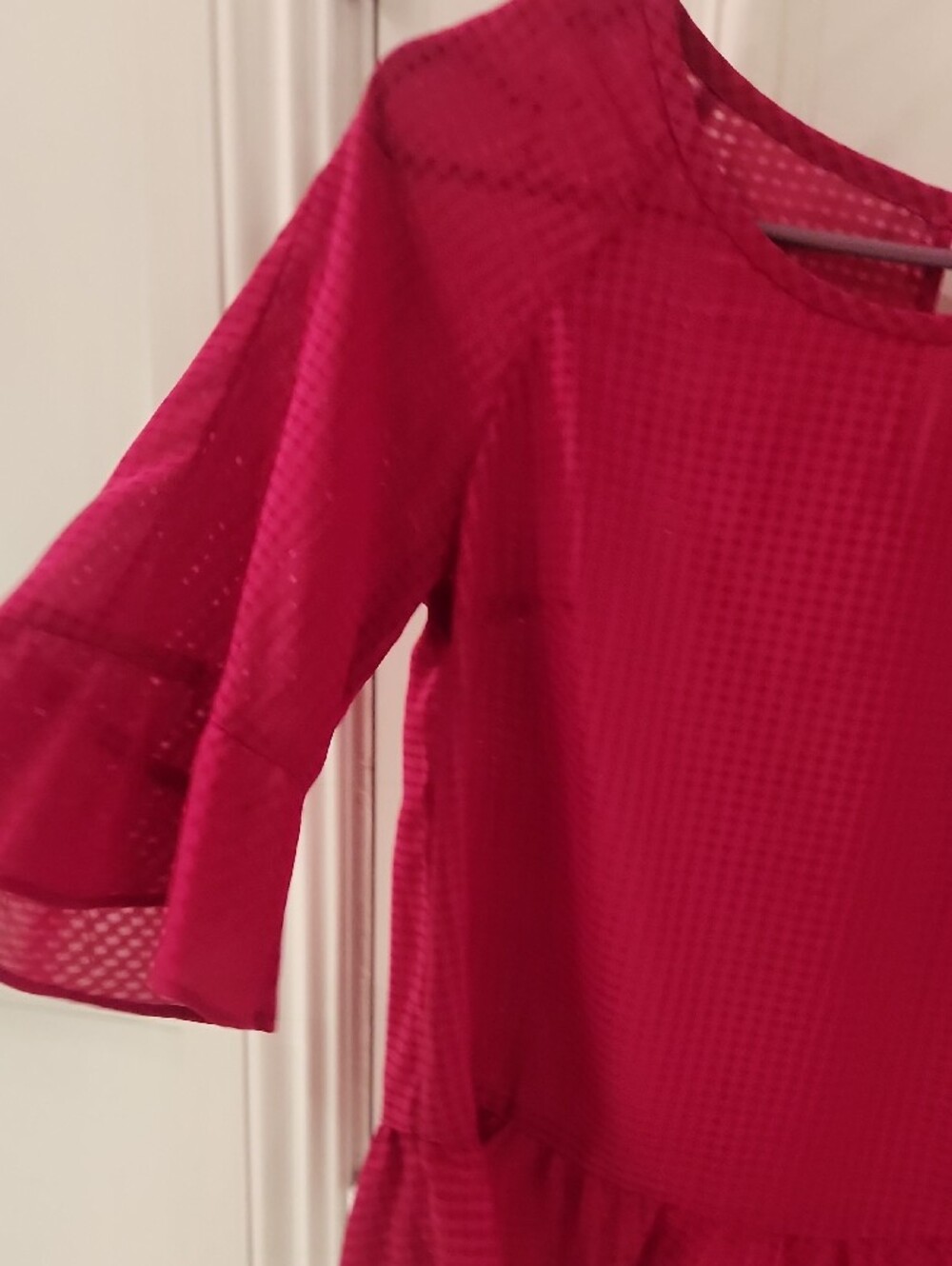 Women’s Red Ruffled Hem Blouse - Picture 4 of 6